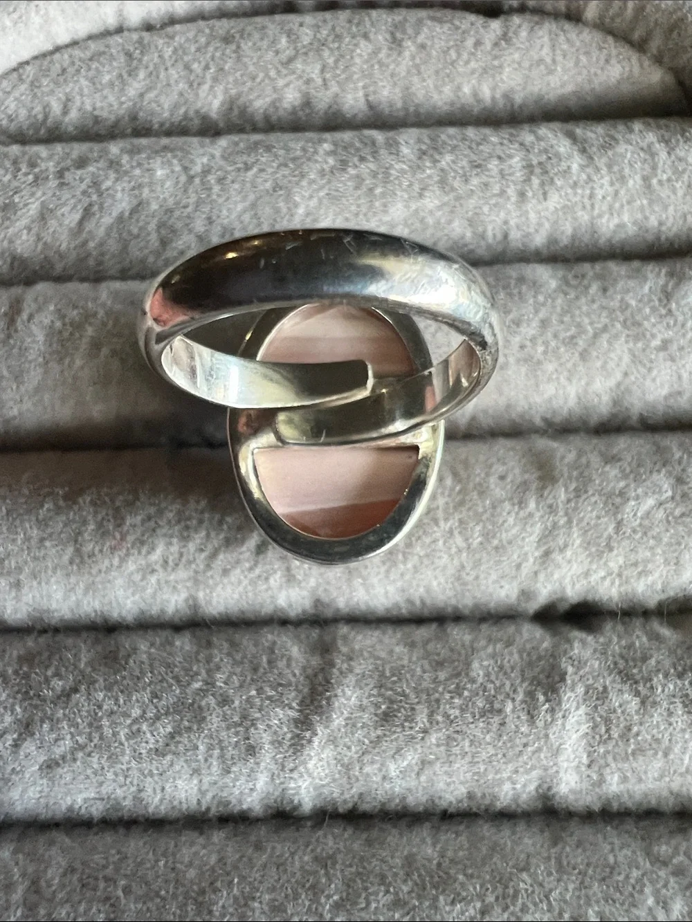 Australian Pink Mookite Oval Striped Stone Ring